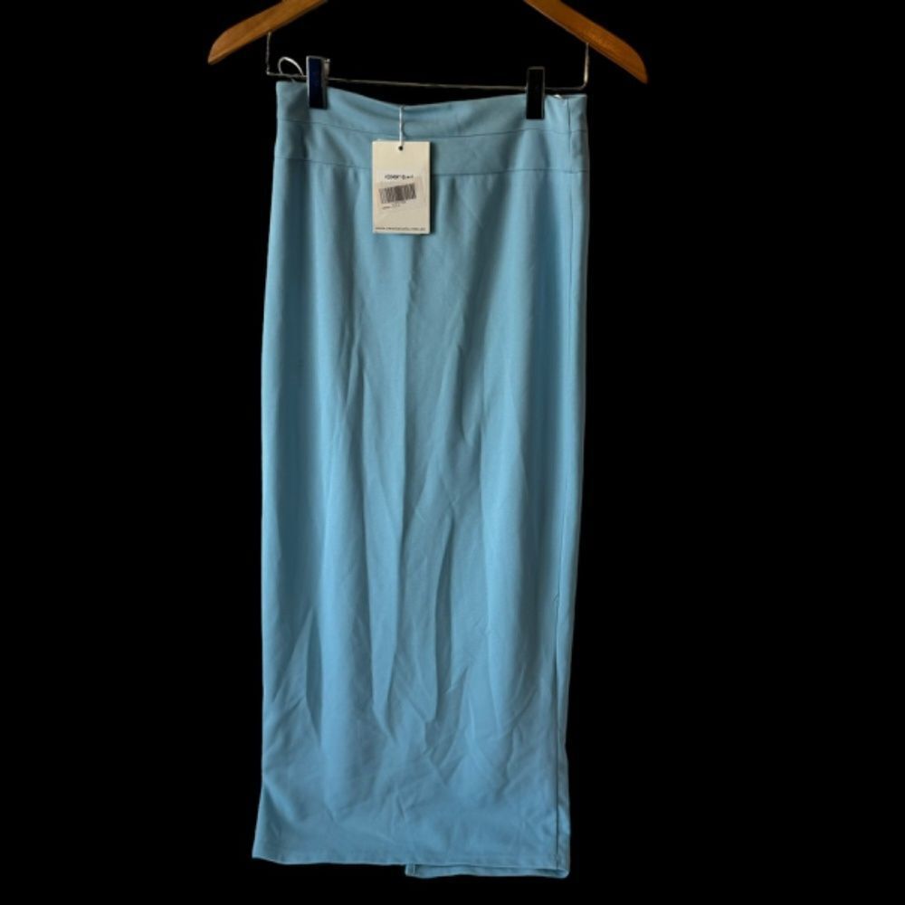 Alice Elle Australia‎ NWT Sky Blue Faux Wrap Midi Skirt Sz 8/US 4